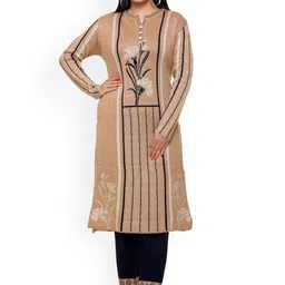 WOOL 4U Floral Printed Notch Neck Straight Kurta With Trousers-picture-19