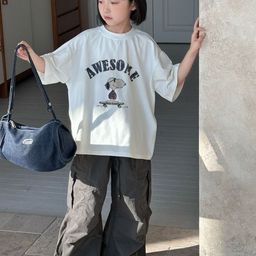 LULU & SKY Kids Typography Printed Raw Edge Boxy T-shirt-image-70