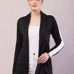RiseMax Women Colourblocked Longline Lapel Shrug-44