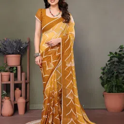 VILLAGIUS Colourblocked Pure Georgette Block Print Saree-picture-18