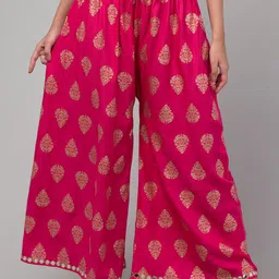 FAMBEE Women Ethnic Motifs Printed Flared Knitted Palazzos-picture-5