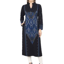 ROSARY Women Mandarin Collar Ethnic Motifs Woven Design Acrylic Kurta-image-94