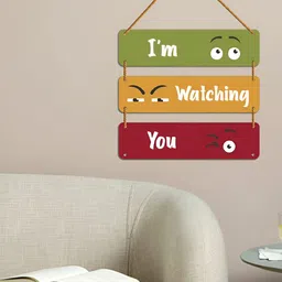 WallDaddy Red & Mustard Printed Wooded Wall HangingDecor-image-31