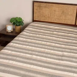 Fabindia Sangam Black & Beige Woven King SizeBedCover-image-5