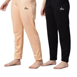 FIT N FAME Peach & Black Pack of 2 Women Cotton Relax Fit Pyjama-image-49