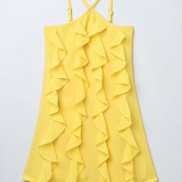 taffykids Girls Halter Neck Cascade Ruffles Georgette A-Line Dress-image-97