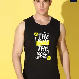 WOOSTRO Pack Of 2 Printed Combed Cotton Gym Vests VWS26(MORE BLACK)(ENJOY NAVY)-0