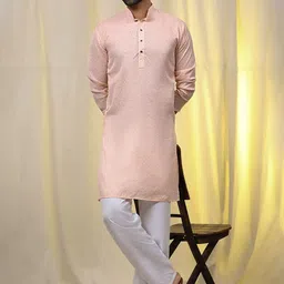 Pro-Ethic STYLE DEVELOPER Men Printed Angrakha Sequinned Pure Cotton Kurta with Pyjamas image 1