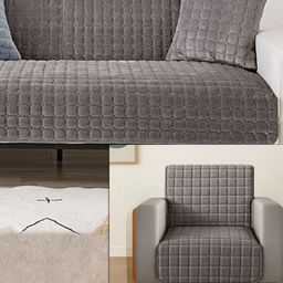 Stylista Grey Polyester Sofa Cover With Arms-image-119