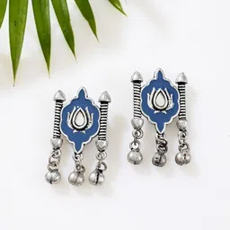 Sangria Indigo Affair Antique Inspired Silver-Plated Studs-picture-25
