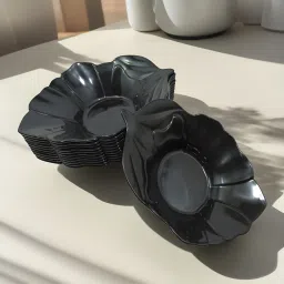 Plastic Snacks Platters in Black Color-Perfect Addition to Your Kitchen Utensils Quarter Plate-image-34