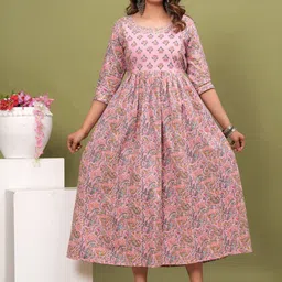 NITVAN Women Floral Printed Gotta Patti Maternity Kurta-20