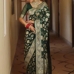 AMRUTKALA SAREES Ethnic Motifs Woven Design Zari Banarasi Saree-picture-26