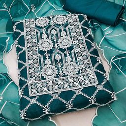KALINI Embroidered Organza Unstitched Dress Material-image-50