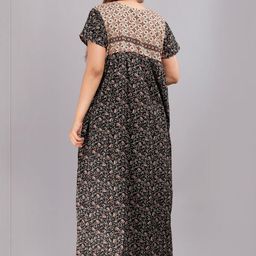 AAKARSHANA CREATION Cream Pure Cotton Maxi Printed Nightdress-image-83