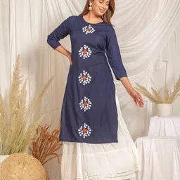 Mehsoos Floral Embroidered Thread Work Straight Kurta With Skirt-picture-2