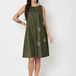 9rasa Women Round Neck Sleeveless Above Knee A-Line Dress-image-25