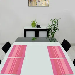 Saral Home 4Pcs Pink Striped Cotton Rectangle Table Placemats-28