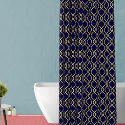 ArtzFolio Blue and Yellow Geometric Printed Waterproof Shower Curtain-image-68