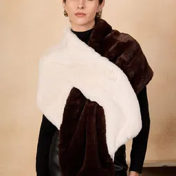 InWeave Self Design Acrylic Winter Fur Shawl-13