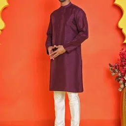 Jompers Men Regular Dupion Silk Kurta with Pyjamas image 5