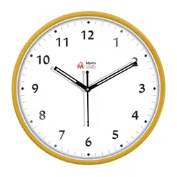 Myntra Elegant Homes Yellow & Black Printed Silent Analogue Contemporary Wall Clock-15