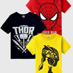 Marvel by Miss and Chief Boys 3 Avengers Printed Applique T-shirt-image-95