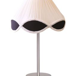 Devansh Off-White & Black Textured Steel Frustum Shaped Table Lamp With Shade-picture-0