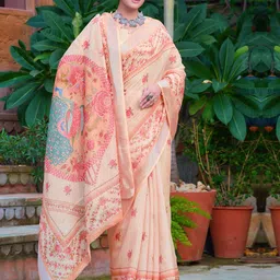 Anouk Rustic Ethnic Motifs Zari Block Print Saree image 5