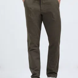 HOUSE OF MAHNOTS Men Relaxed Fit Low-Rise Flat-Front Chinos Trousers-image-15