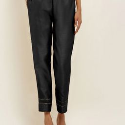FLOREOS Women Textured Embroidered Comfort Easy Wash Trousers-image-83