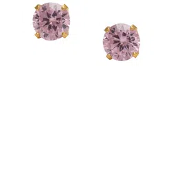 STUDEX Stainless Steel 24K Pure Gold Plated Cubic Zirconia Studded Circular Shaped Studs-6