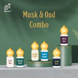 BinAwf Set Of 6 Musk & Oud Long Lasting Attar - 6ml Each image 3