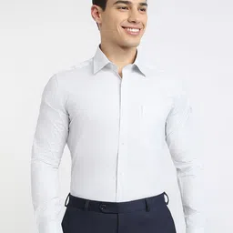 Raymond Checked Pure Cotton Semicutaway Formal Shirt-image-51