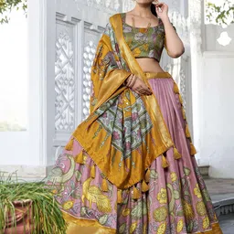 LOOKNBOOK ART Printed Ready to Wear Lehenga & Unstitched Blouse With Dupatta-picture-35