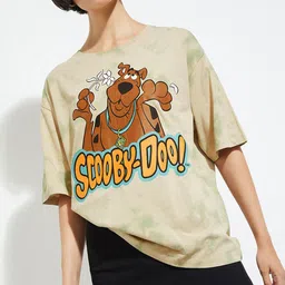 max Women Scooby-Doo Graphic Printed Round Neck Pure Cotton Oversized T-shirt-picture-27