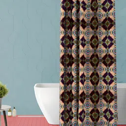 ArtzFolio Brown & Beige Printed Waterproof Shower Curtain-image-86