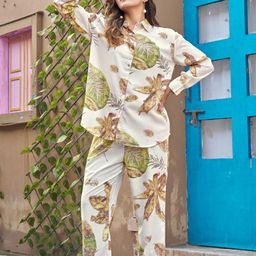 Kaftanize Printed Shirt Collar Tunic With Trousers Co-Ords Set-image-51