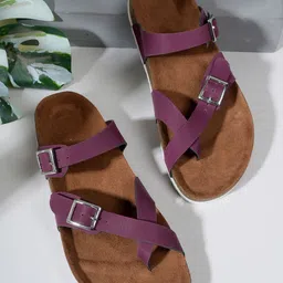 MOZAFIA Women Open Toe Flats with Buckles-19