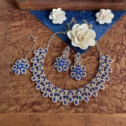 VATSALYA creation Alloy Gold- plated Blue Jewellery Set-50