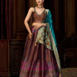 PURVAJA Woven Design Art Silk Lehenga & Unstitched Blouse With Dupatta-picture-34