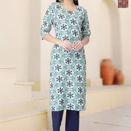 HERE&NOW Selection Of 2 Ethnic Motifs Printed Round Neck Straight Kurtas-7