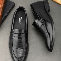 HERE&NOW Men Textured Formal Loafers-image-74