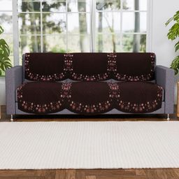 Myntra Elegant Homes Brown & White Cotton Sofa Cover-image-64