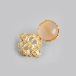 Anouk Gold Plated Artificial Stones Studded Circular Shaped Drop Earrings image 3