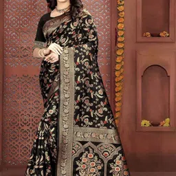 AMK FASHION Women Ethnic Woven Design Zari Silk Blend Kanjeevaram Saree-picture-23