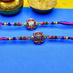MANSIYAORANGE Set Of 2 Artificial Beaded Thread Rakhi image 5