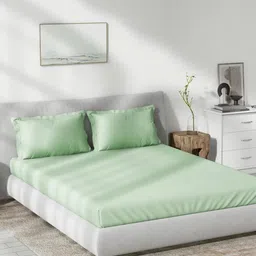 DDecor Spectrum Collection Cotton Green 180 TC King Bedsheet with 2 Pillow Covers-image-4