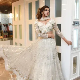 KIASA By Ronak & Shruti Embellished Net Ready to Wear Lehenga Blouse With Dupatta-picture-10