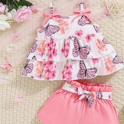 LULU & SKY Girls Printed Pure Cotton Top With Shorts-picture-9